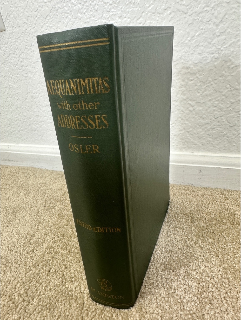 VTG 1948 Aequanimitas William Osler 3rd Edition Medical Book Eli Lilly Physician